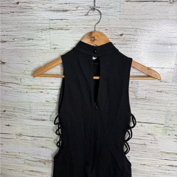 Solemio Black bodycon dress size small cut out collar - Picture 5 of 9